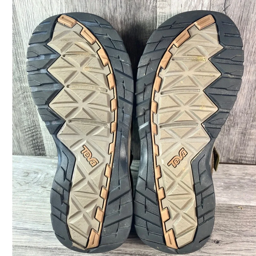 Teva Omnium Mens 9 Brown Leather Fisherman Sandals Hiking Trail Shoes 1019179